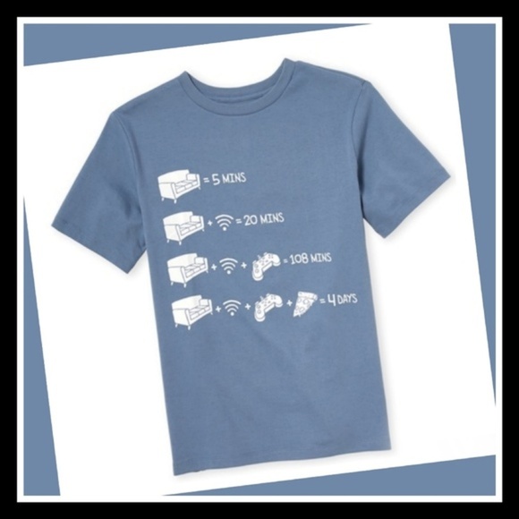 Couch Commander Gamer Tee Boys M 7/8 – Funny Graphic Shirt Blue NWT Cotton - Picture 2 of 5